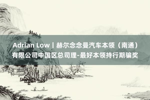 Adrian Low丨赫尔念念曼汽车本领（南通）有限公司中国区总司理-最好本领持行期骗奖